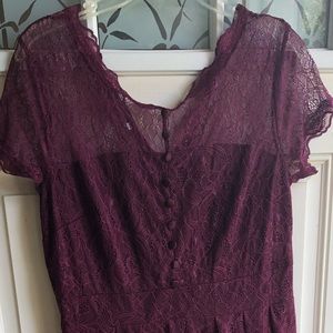 Retro style burgundy lace dress